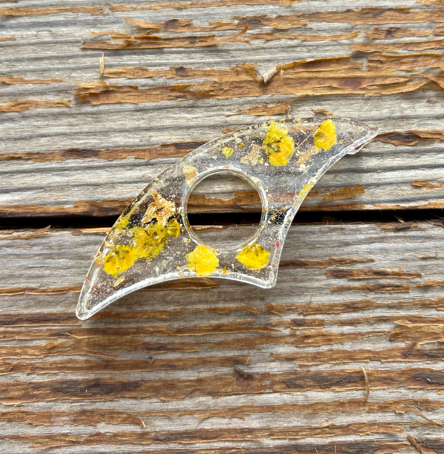 Pressed Floral Resin Thumb Page Holder - Yellow