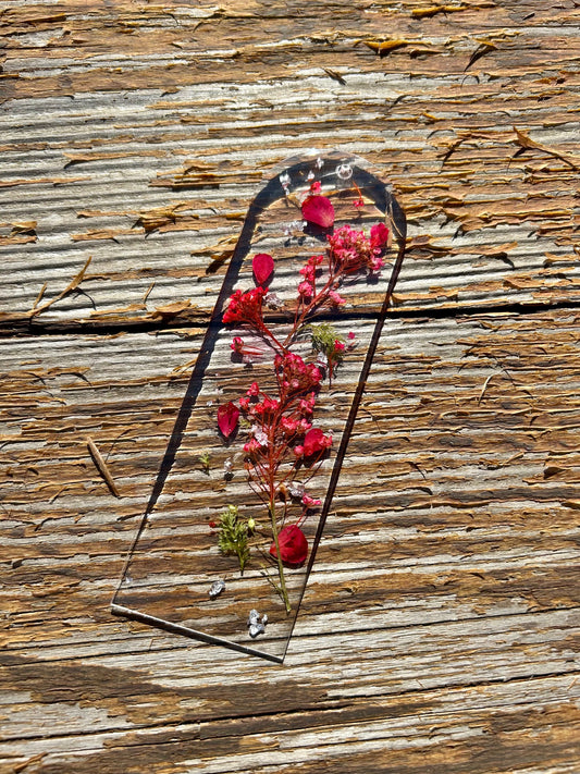 Red Pressed Floral Bookmark