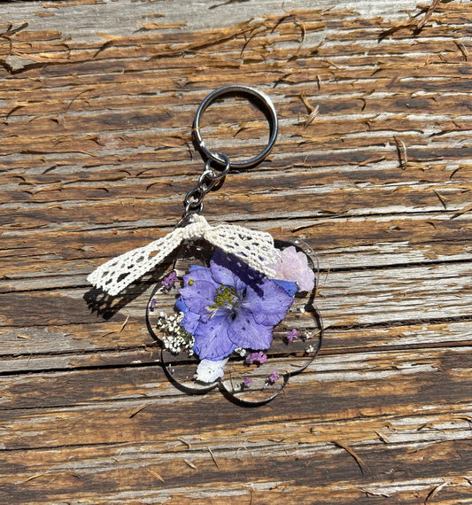 The Selina - Pressed Floral Paw Print Key Chain