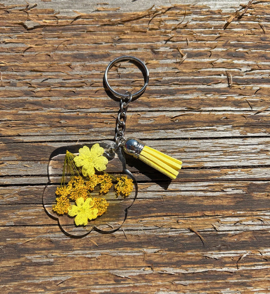 The Catherine - Pressed Flower Paw Print Key Chain